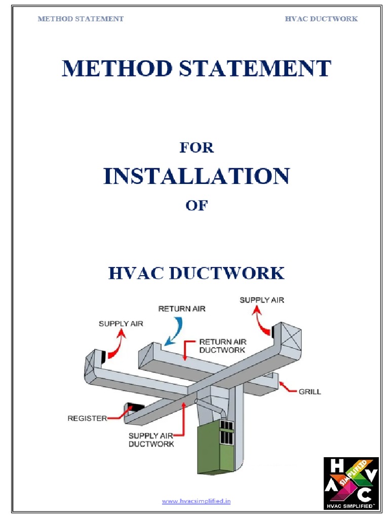 Method Statement For Installation of HVAC Ductwork 1 PDF Duct (Flow