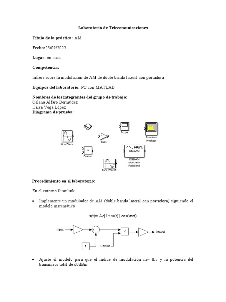Modulación AM en MATLAB con Simulink | PDF