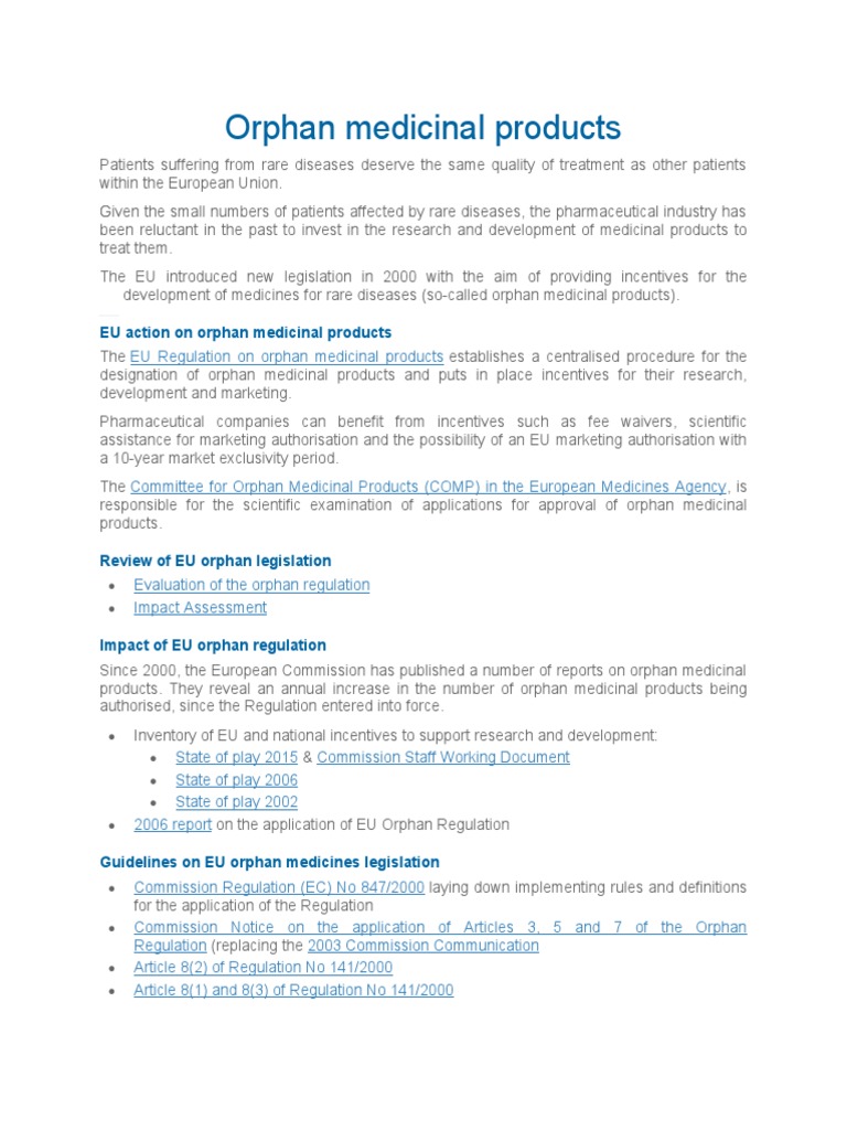 EU Orphan Medicinal Products PDF