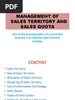 Management of Sales Territory and Sales Quota