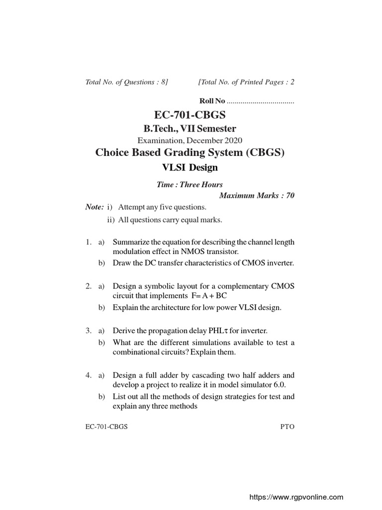 VLSI Design Exam Guide | PDF
