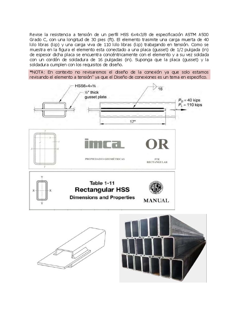 Example D.4 RECTANGULAR HSS TENSION MEMBER | PDF | Sectores Economicos ...