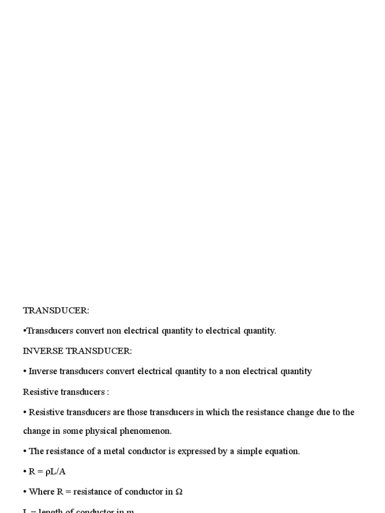 Understanding Transducers & Potentiometers | PDF | Electrical ...