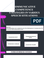 Communicative Competence Strategies in Various Speech Sitiuations