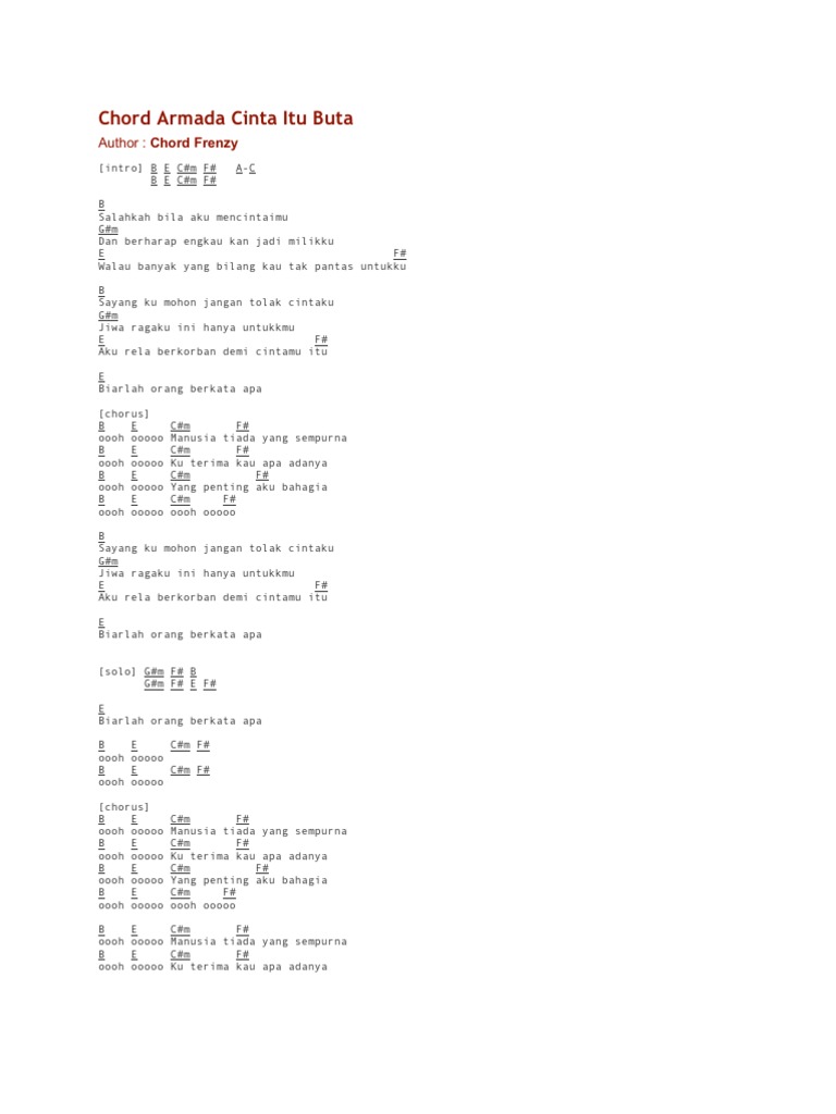 Chord Armada Cinta Itu Buta Pdf
