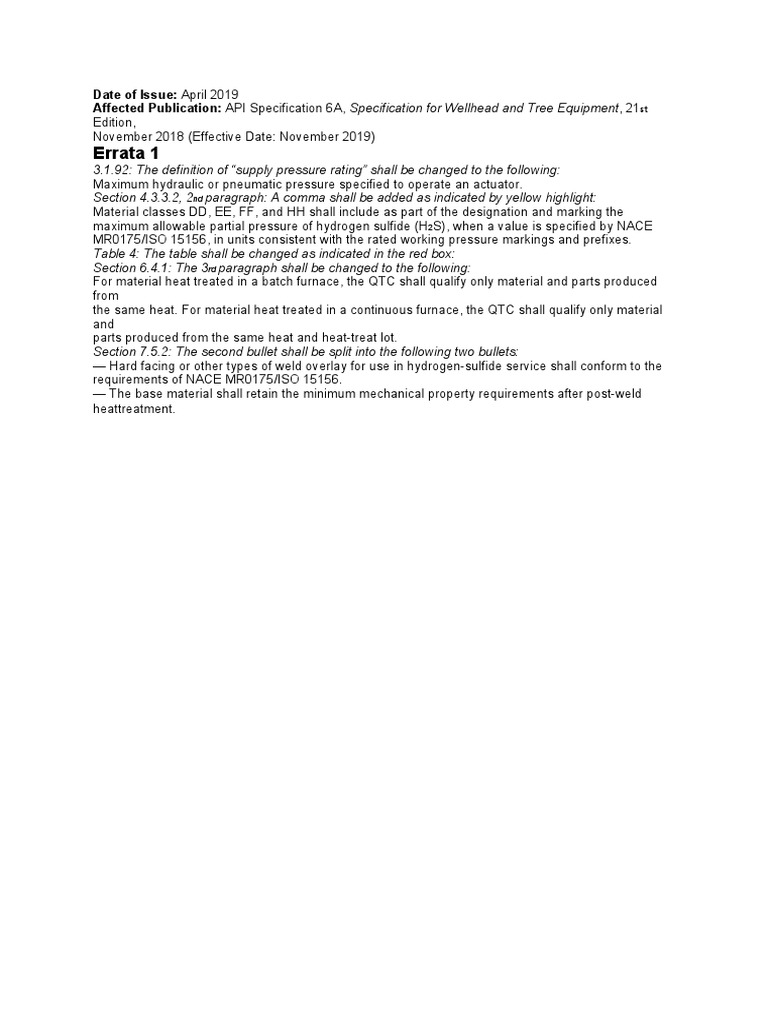 API 6A Specification Errata April 2019 | PDF | Science & Mathematics ...