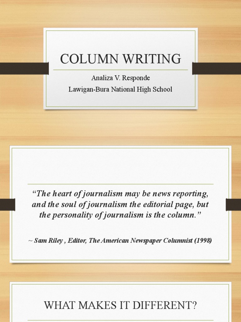 Column Writing. Avr PDF Journalism Science