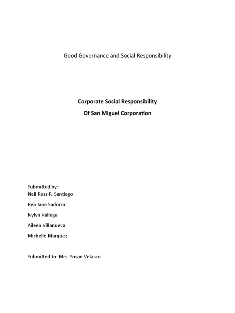 Good Governance and Social Responsibility | PDF | San Miguel ...