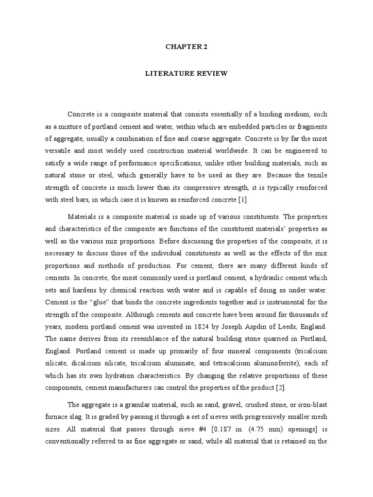 CHAPTER 2 Literature Review PDF Concrete Cement