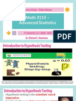 3.1 Hypothesis Testing and Sample Problems On Parametric Tests