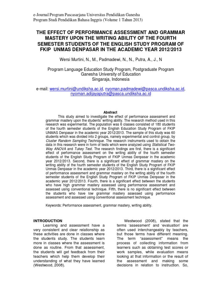 Impact of Assessment on Writing Skills | PDF | Educational Assessment ...