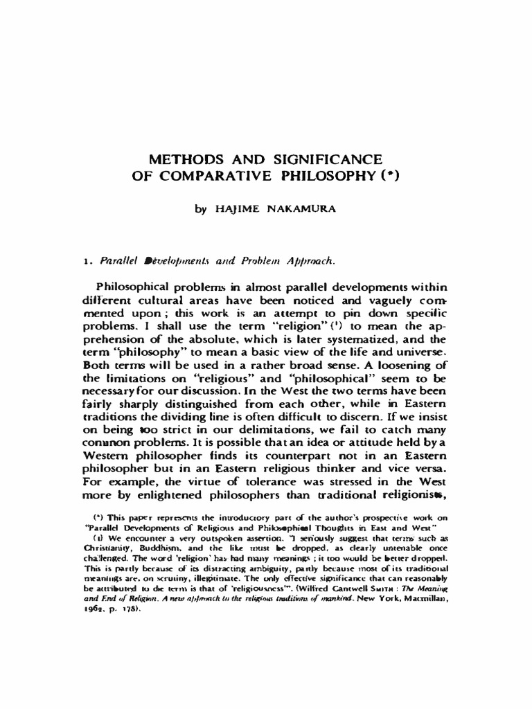 Methods and Significance of Comparative Philosophy | PDF | Traditions ...