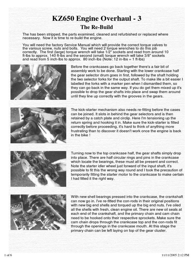 KZ650 Engine Rebuild PDF Piston Clutch
