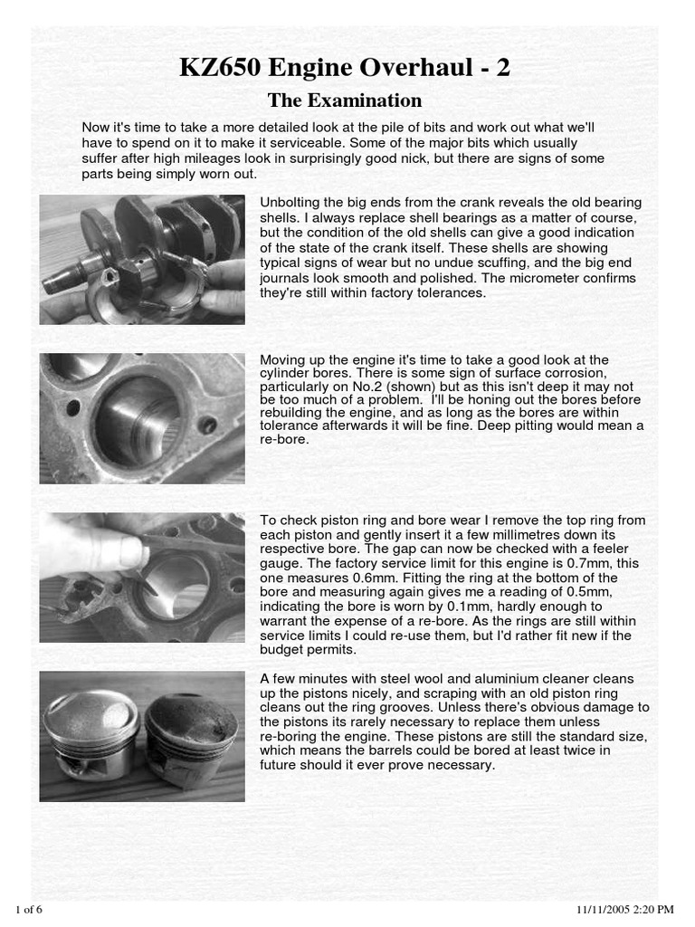 KZ650 Engine Refurb PDF Piston Bearing (Mechanical)