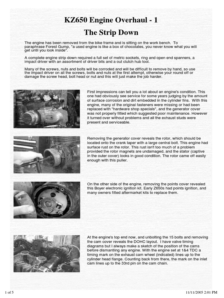 KZ650 Engine Strip PDF Clutch Screw