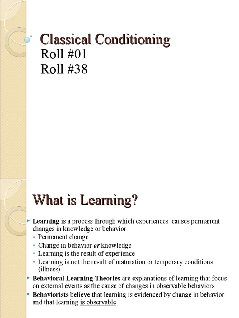 Intro to Classical Conditioning | PDF | Classical Conditioning | Learning