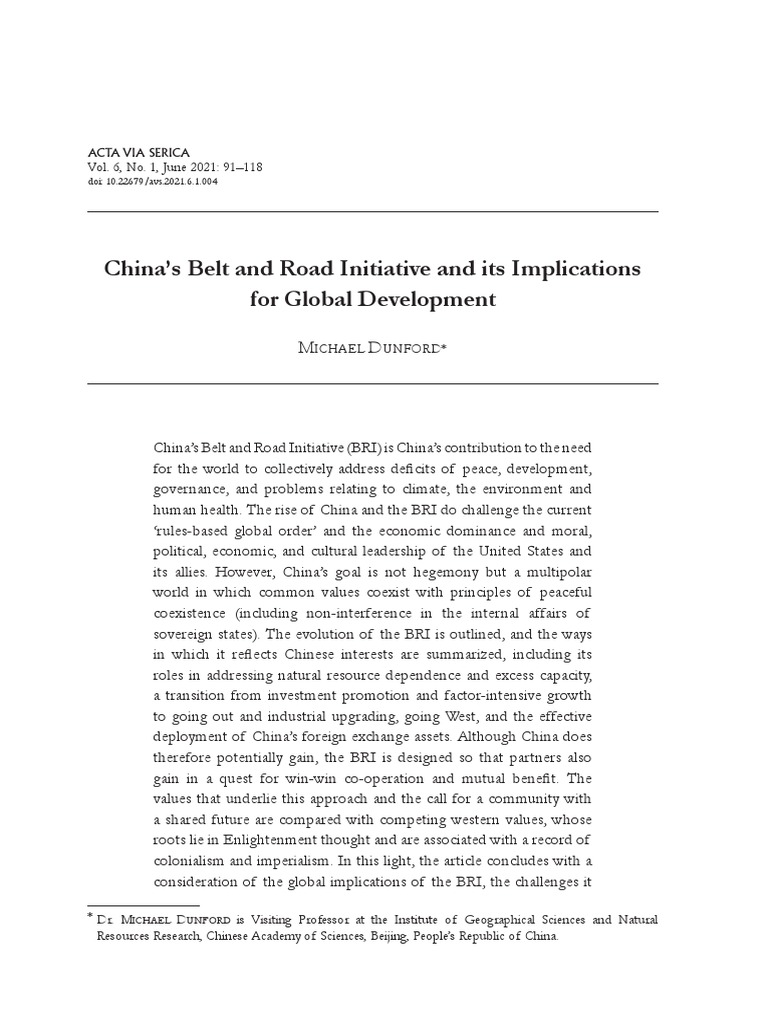 China S Belt And Road Initiative And Its Implications For Global