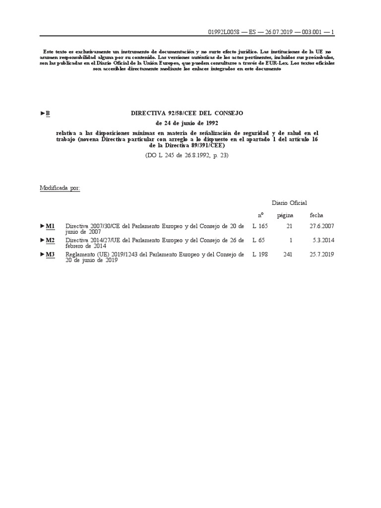 Directiva se alizacion seguridad 92 58 cee pdf parlamento europeo