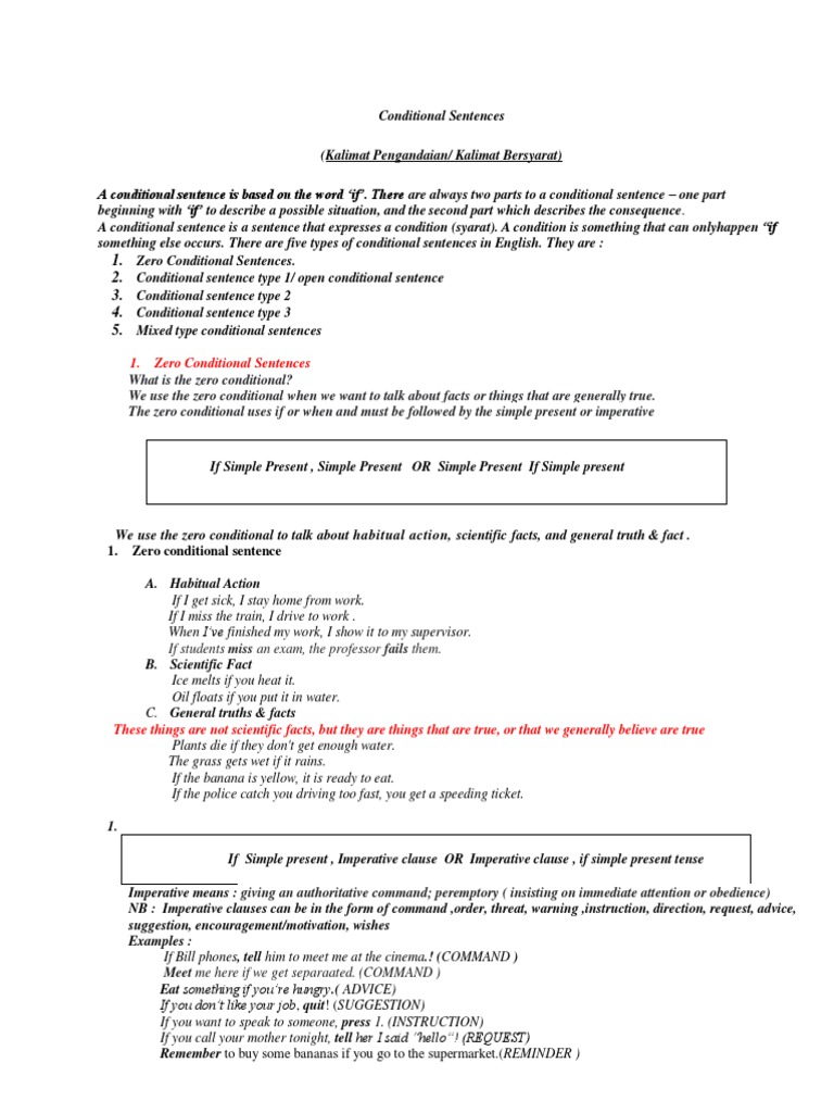 Types of Conditional Sentences Explained | PDF | Sentence (Linguistics ...
