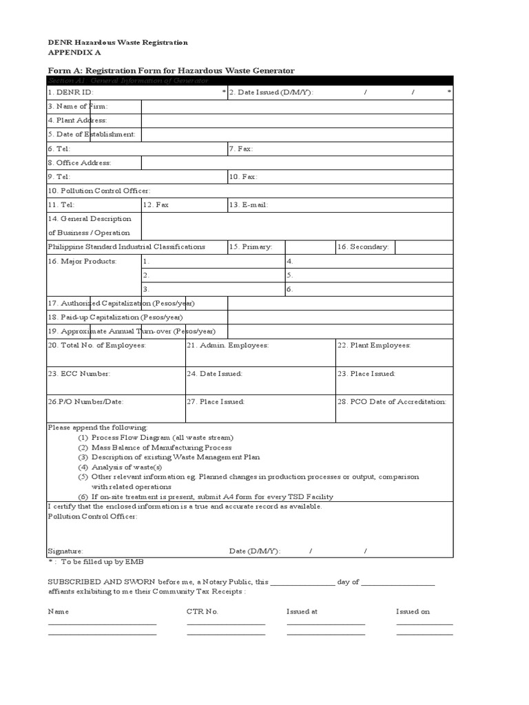 Hazardous Waste Registration Form PDF Hazardous Waste Waste