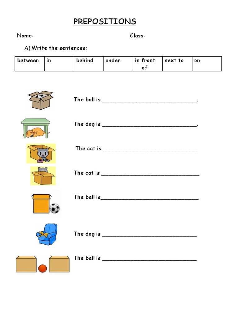 Prepositions of Place Worksheet | PDF