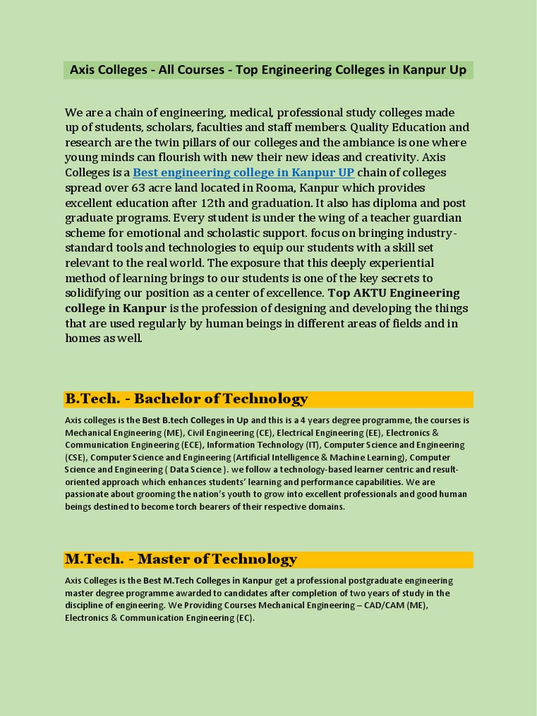 Axis Colleges All Courses | PDF | Bachelor's Degree