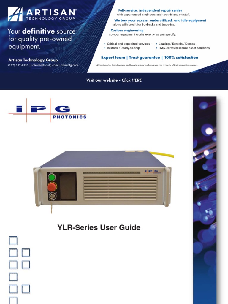 IPG Photonics YLR 200 1030 Manual 202285163733 PDF Laser