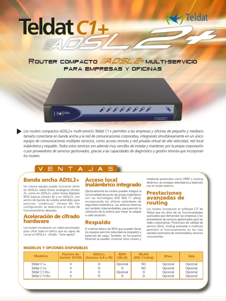 Routers Teldat C1+: ADSL2+ y VPN para PYMEs | PDF | Enrutador ...