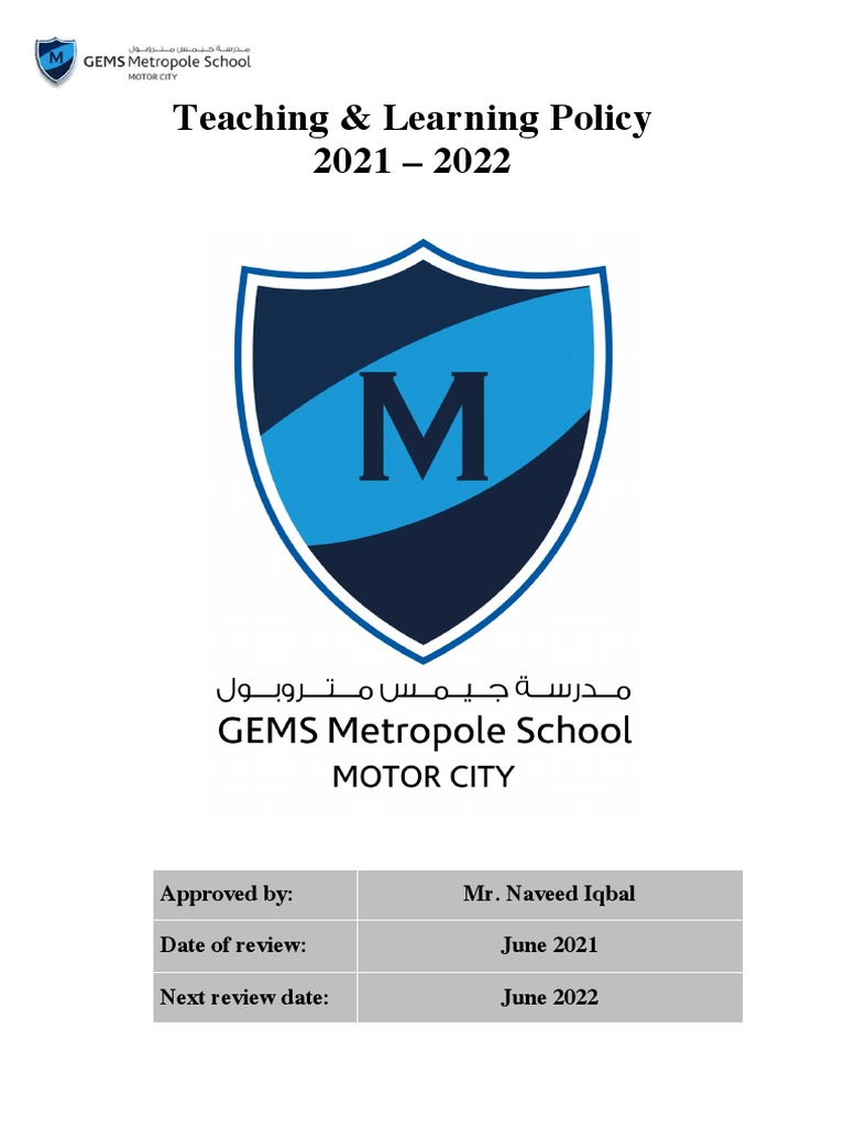 Teaching and learning policy 2021 2022 pdf teaching method learning