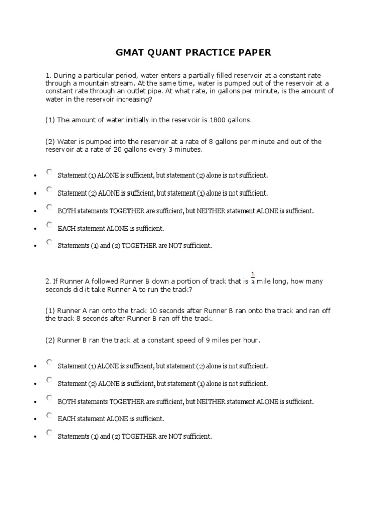GMAT Quantitative Practice Questions | PDF | Numbers | Elementary ...