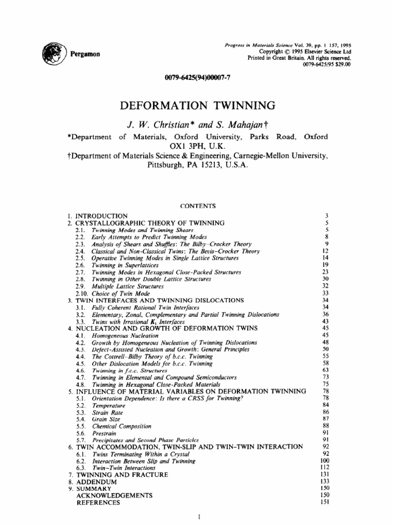 Deformation Twinning Pdf Dislocation Crystal Structure