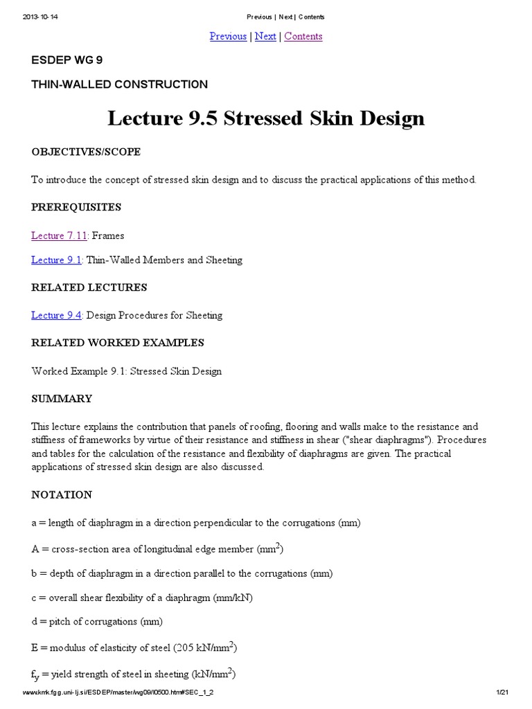 Stressed Skin Design Principles | PDF | Beam (Structure) | Shear Stress
