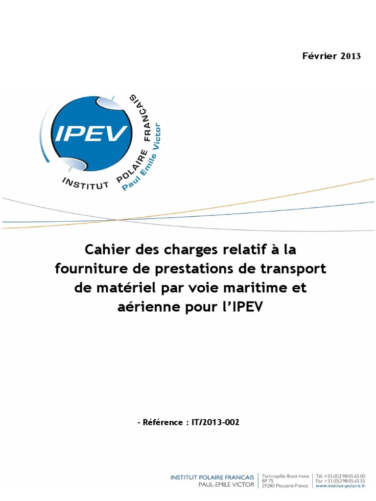 Cahier des charges transport IPEV | PDF | Transport de marchandises ...