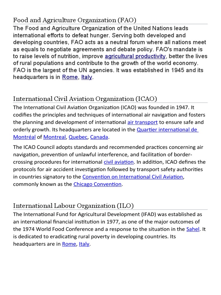 Agencies of United Nations | PDF | World Bank Group | International ...