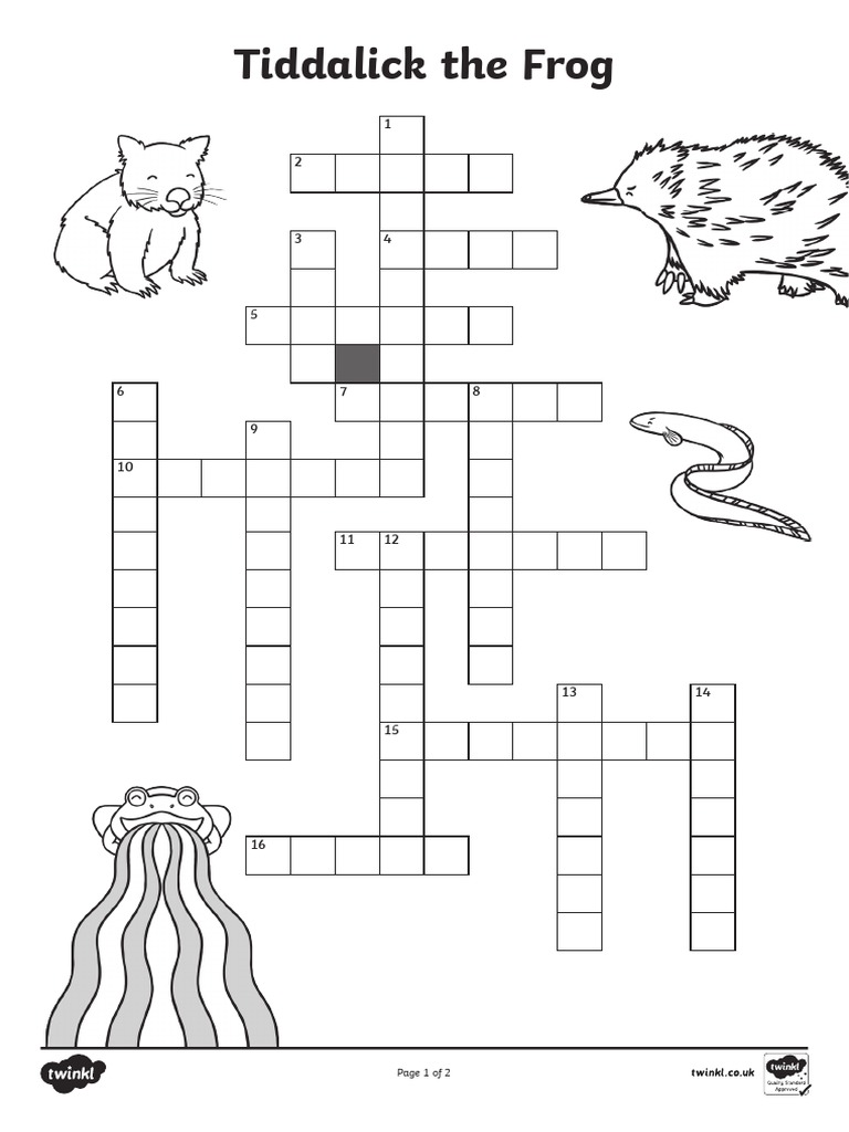 Au t2 T 256 Tiddalick The Frog Crossword Ver 3 PDF Amphibious