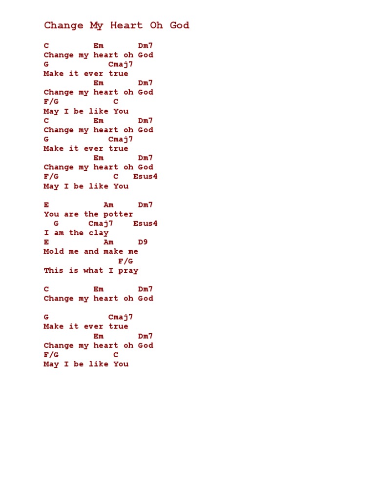 Change My Heart Oh God Pdf
