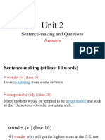 Unit 2 Sentence-Making and Q&A Answer