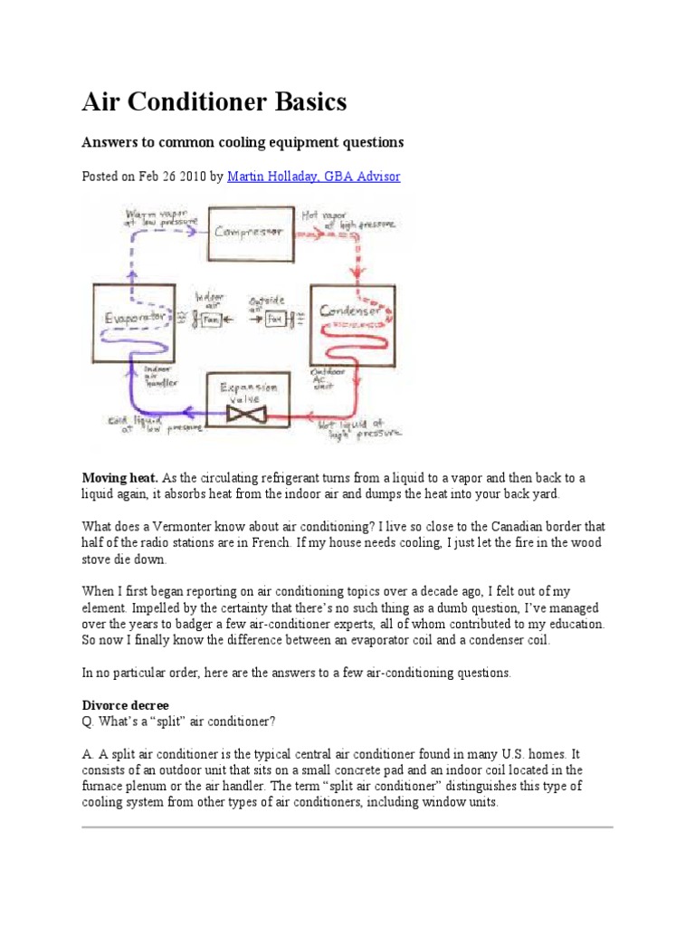 Air Conditioner Basics PDF Air Conditioning Mechanical Engineering