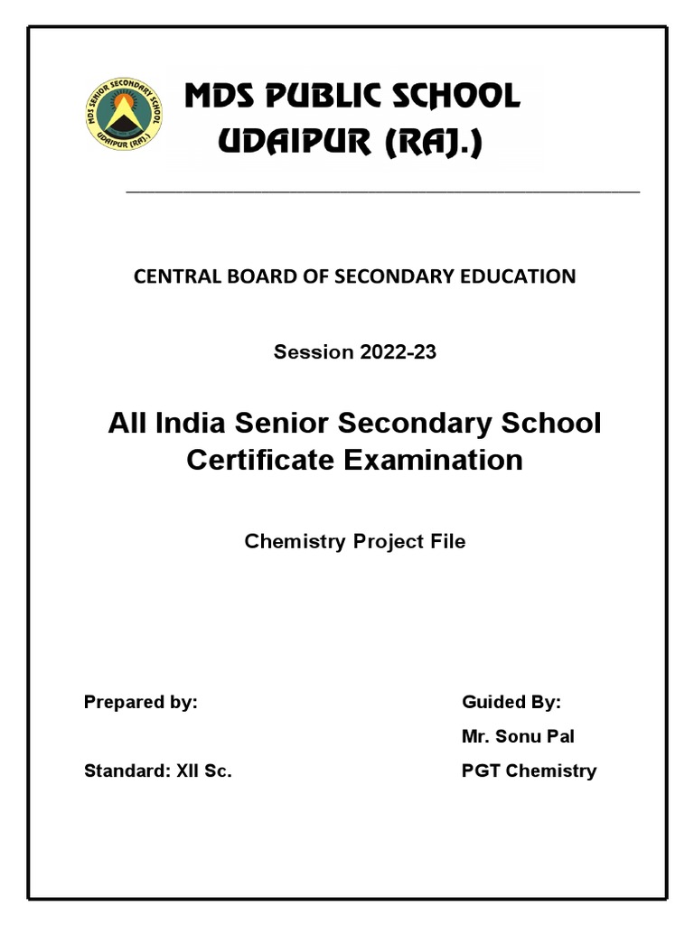Chemistry Project Format PDF