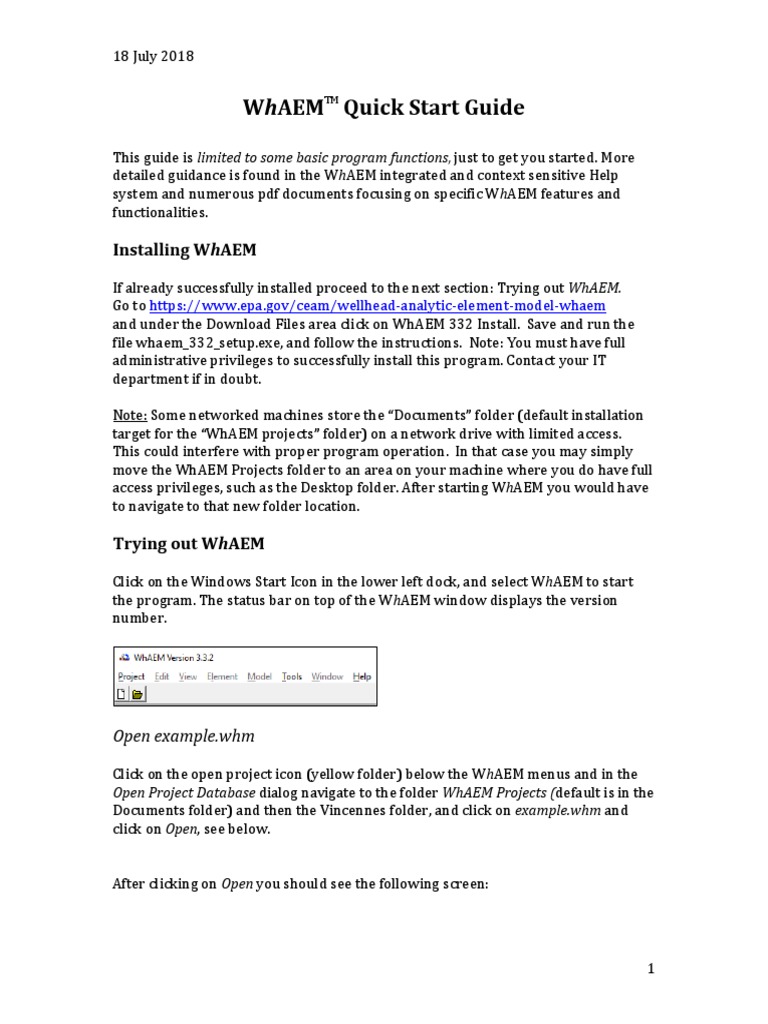 WhAEM Quick Start Installation Guide | PDF | Aquifer | Icon (Computing)