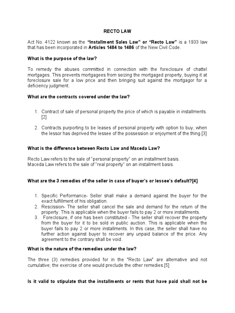 research on sales contract sample cases of recto law