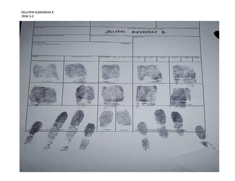 Laboratory Activity On Fingerprint Card PDF
