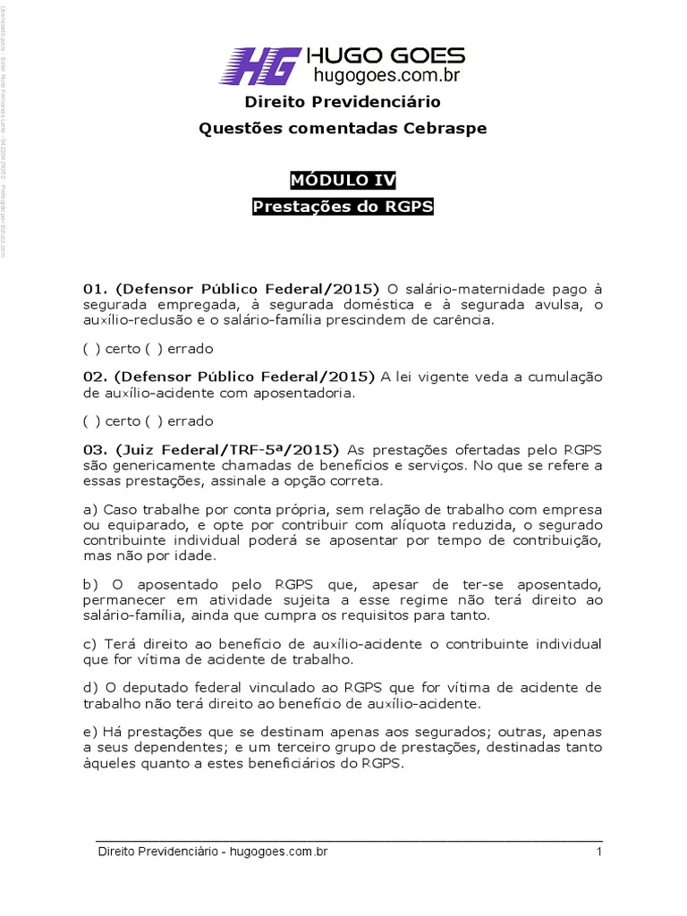4 - Prestações Do Rgps | PDF | Bem-estar social | Morte