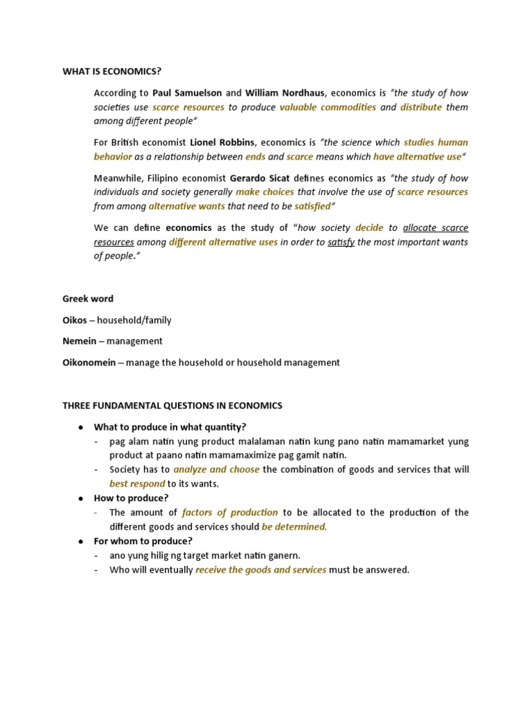 Economics intelligence overview