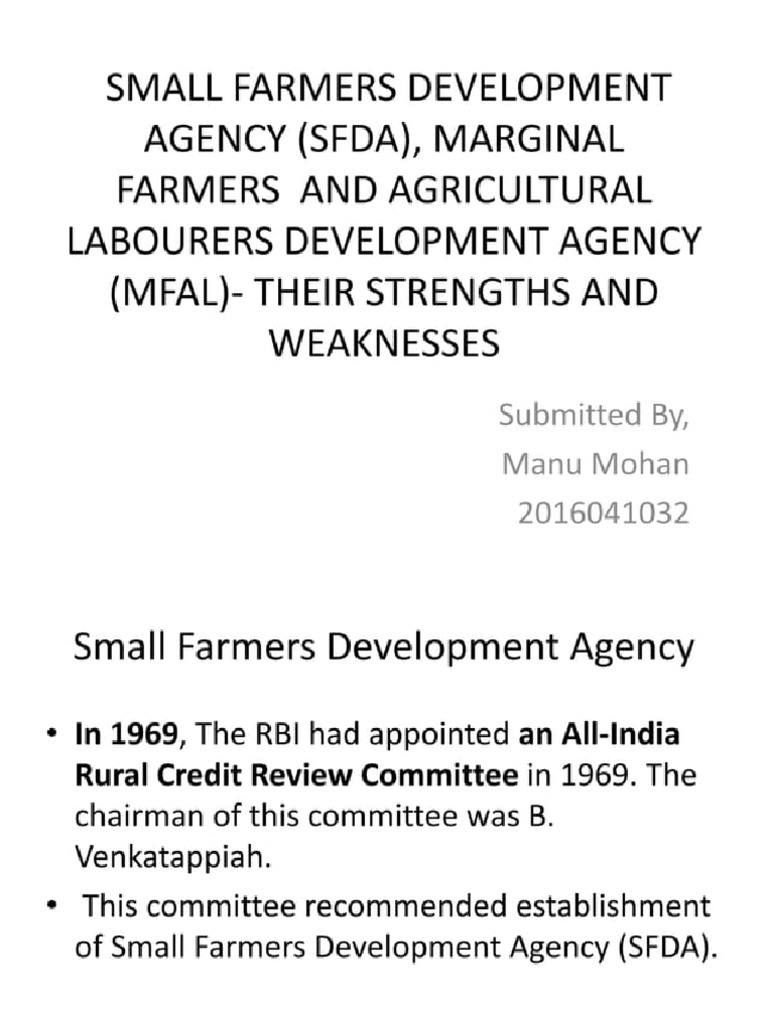 Small Farmers Development Agency Mfal PDF