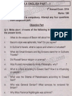 Past Paper MA Part I Sarghoda University English Prose Objective 2014