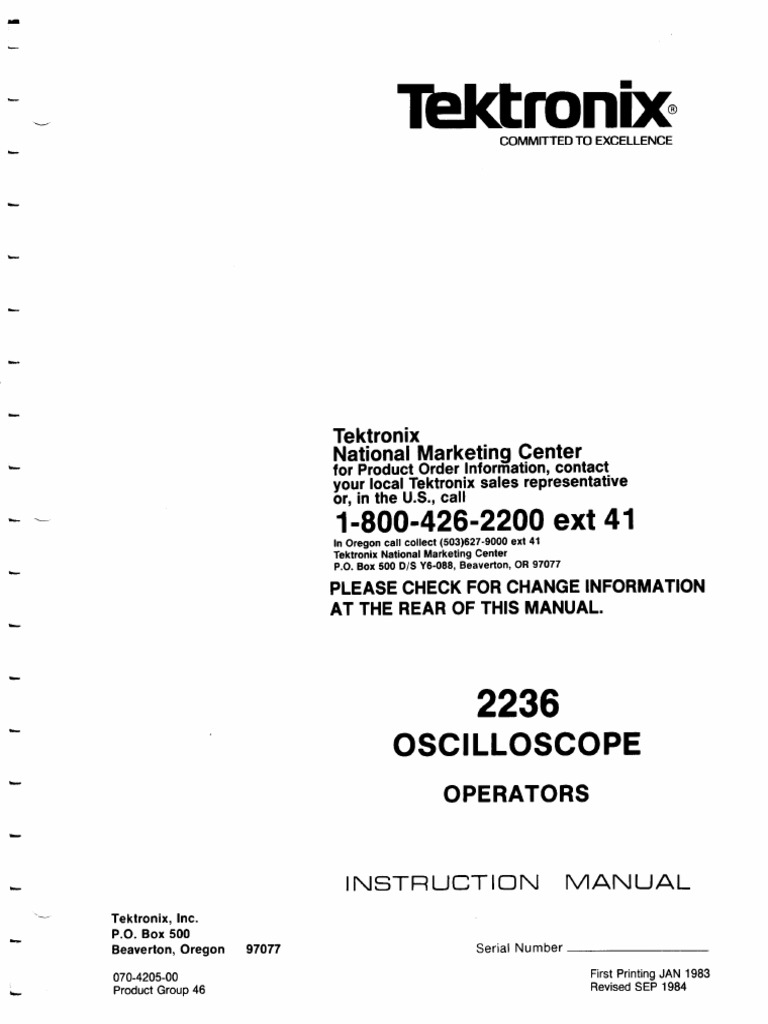 Tektronix 2236 Oscilloscope Operatros Instruction Manual en | PDF