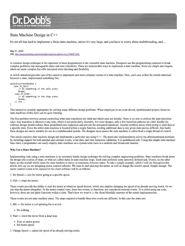 State Machine Design in C++ PDF