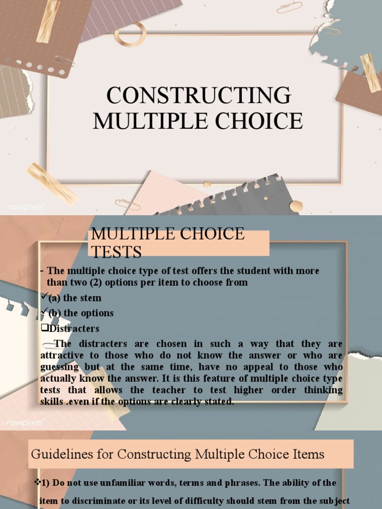 Constructing Multiple Choice PDF Multiple Choice Reading