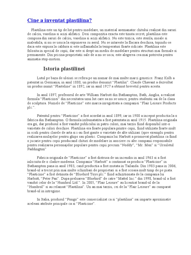 Cine A Inventat Plastilina | PDF